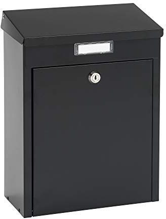 MEFA 150190DE Briefkasten Lied 150 (mit Namensschild, Postkasten mit Schloss, Größe 340x265x135 mm) schwarz