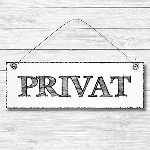 Privat - Türschild Dekoschild Wandschild aus Holz 10x30cm - Holzdeko Holzbild Deko Schild