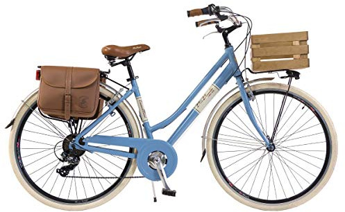 Via Veneto by Canellini Damen Citybike CTB Vintage Stil Rad Cityrad Fahrrader Bike Aluminium mit Korb Kassette (Blau, 50)