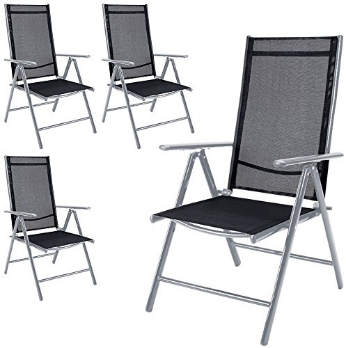 Casaria® Gartenstühle 4er Set Hochlehner Klappbar 8-Fach Verstellbar Camping Stuhl Aluminium Wetterfest Klappstuhl 120kg Belastbarkeit Garten Balkon