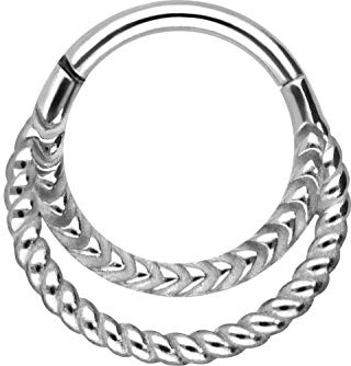 PIERCINGLINE Chirurgenstahl Segmentring Clicker | 2 GEDREHTE RINGE | Piercing Septum Ring Ohrpiercing Helix Daith | Farbauswahl