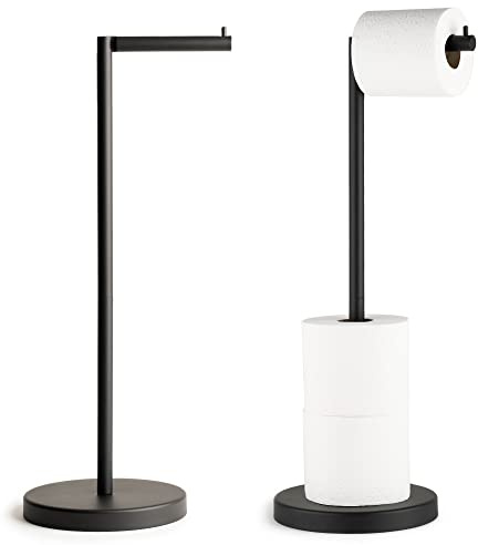 Marmolux Acc - Free Standing Toilet Paper Holder 1pc - Bathroom Storage for 4 Rolls of Tissue Modern Stainless Steel Matte Black Toilet Paper Holder. - Tp Holder Stand