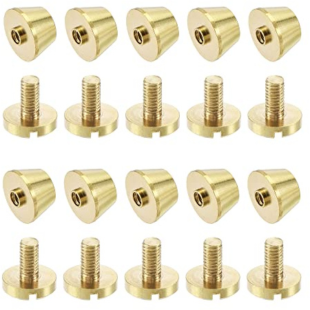 sourcing map 6 4 Pcs Leder Nieten Set 12x8mm Taschenfüße Hohlnieten Messing | Schraubnieten Pilznieten, Lampenschirm Form, Für Leder Tasche Handwerk, Schuhe Kleidung Gürtel, Geldbörse Handtasche