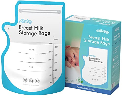 Edibaby, Sacchetti Latte Materno, Confezione da 100, per Tiralatte, Sterilizzati, senza BPA, per Congelare, Conservare