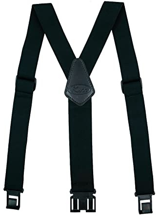 KUNN Men's 1.5 inch Adjustable Y Back Suspender,Elastic Hook End Belt Suspenders Big and Tall,Black,XL