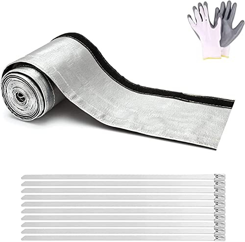 Heat Shroud Aluminized Sleeving Heat Shield fuel line wire heat sleeve for Ultimate Heat Protection Hose Wire Sleeving, 1-1/2 I.D.x 10FT with 10PCS Stainless Steel（304） Cable Metal Ties-Silve