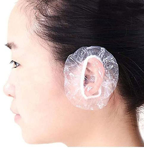 100 unids impermeable oído tapas tapas plástico protectores de oído herramienta desechable tinte para el pelo ducha baño orejeras ducha