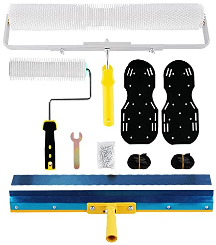 Self-levelling Cement Tool Kit, Self Leveling Concrete Tools Epoxy Roller Floor Tool Kit with Spike Shoes (12mm Needle Length)