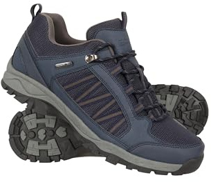 Mountain Warehouse Path Mens Walking Shoes - Waterproof Gym Shoes, Breathable Running Shoes, Mesh Lining with High Traction Sole Hiking Boots - for Stability & Grip Navy Adult Shoe Size 7