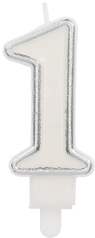 Folat Numéro Simply Chique Silver Chiffre 1-9 cm-Bougies décoration de D'anniversaire, Happy Birthday, Anniversaires, Gâteau de Mariage, 24161