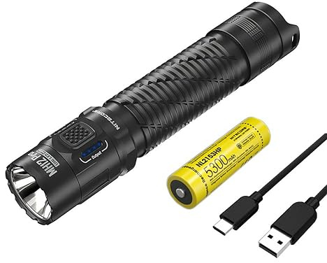 Nitecore MH12 PRO Rechargeable Flashlight -3,200 Lumens w/Battery and Eco Sensa USB-C Charging Cable