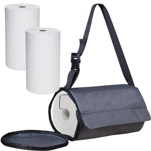 YUJHON Hanging Camping Toilet Paper Holder Kitchen Waterproof Paper Towel Holder Organizer Car Bathroom Toilet Paper Protector from Cats Outdoor Travel Portable Roll Paper Reusable Storage Bag(Grey)