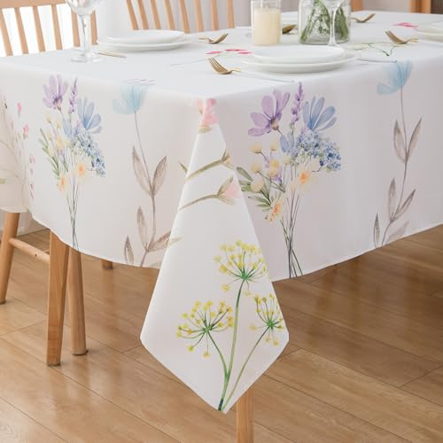 VEDACHIC Spring Tablecloth Rectangle 60 X 84 Floral Table Cloth - Oblong Flower Polyester Table Cover Reusable Water Resistant for Summer Outdoor Picnic Party Holiday Decoration