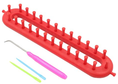 QOKLIYUI Kunststoff Webstuhl Strickset, weit verbreitet, einzigartig und Webstuhl Strickset, ABS, robust und langlebig, Rot, 26cm