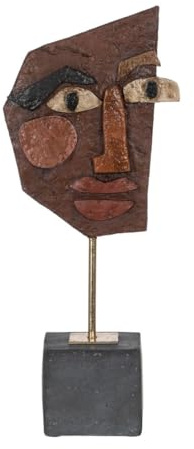 BigBuy Home Escultura Máscara Marrón Negro 17,8 x 10 x 43,7 cm