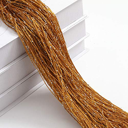 LXHZSY Perlenvorhang 1 Stück 100 x 200 cm Glitzerschnur, preiswerter Türvorhang, Perlen, Raumteiler, Perlenfransen, Polyesterstoff, Fensterpaneel, 1 x 2 m (Color : Gold, Size : 1x2m)