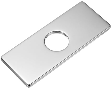 sourcing map 6 Inch Sink Faucet Hole Cover, Stainless Steel Square Deck Plate Faucet Escutcheon Kitchen Sink Plate for 1 or 3 Holes Kitchen Bathroom Sink, Silver