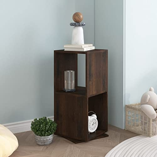 LVHUIDEH Drehregal Bücherregal, Freistehendes Ordnungssystem, Um 360 Grad drehbar, Standregal für Deko, Wohnzimmer, Schlafzimmer, Büro 34,5 x 34,5 x 75,5 cm Holzwerkstoff