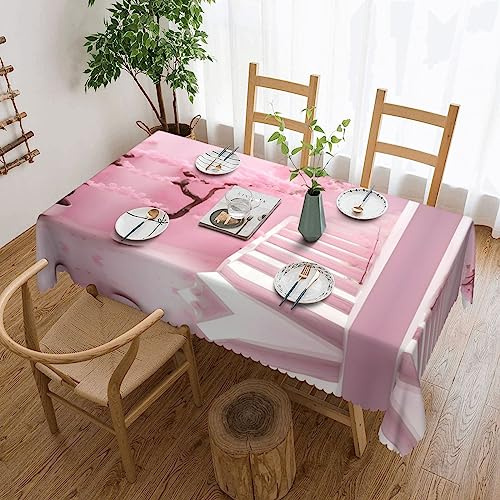 Nappe rectangulaire en dentelle avec imprimé de fleurs de cerisier blanc - 137,2 x 182,9 cm - Pour salle à manger, fêtes