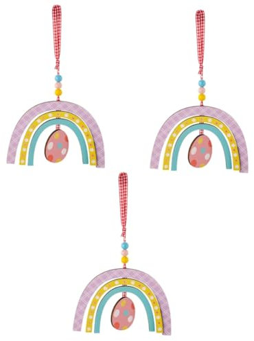 Zerodeko 3St Ostern-Regenbogen-Hängen Wanddekoration Wohnzimmer Ostern Regenbogen Dekorationen Boho Abziehbilder Neon wandverkleidung Wand polsterung Osteranhänger Osterdeko Hausbedarf Holz