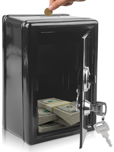 Spardose Tresor, Safe Sparschwein Sparbüchse, Tresor, Safe Mit Schlüssel, Sparbox Spardose, Security Metal Money Bank Mit Schlüssel (18x12x10 cm)