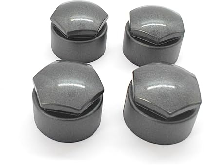 Partsdealers® Locking Wheel Nut Covers for Audi models - Durable Locking Bolt Covers Caps (4x Glossy Dark Grey, 24mm Locking)