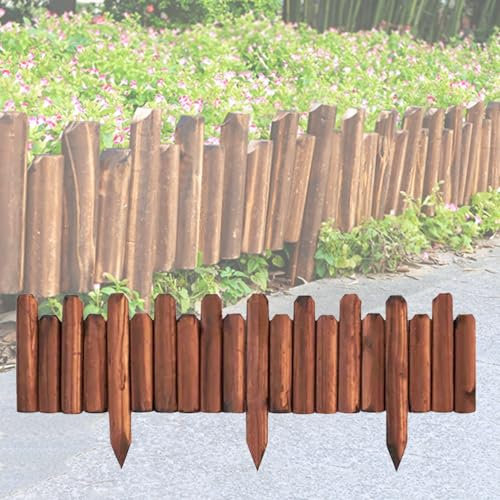 Clôture en Bois à Faire soi-même, palissade de Bordure de pelouse, Bordure de Jardin en Bois, Bordure de clôture en piquets Marron, clôture de Jardin, Bordure de clôture paysagère(Small)