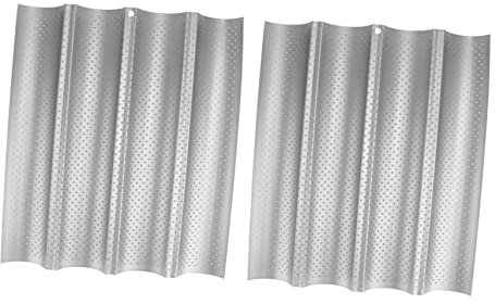 GRIRIW 2pezzi Per Antiaderente Carbonio Teglia Per Pane Francese Cavità Facile e Toast