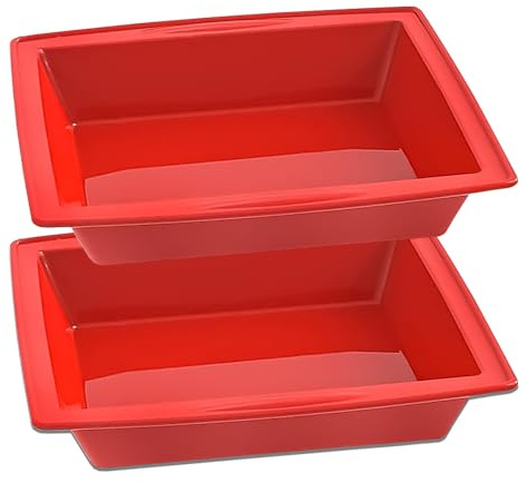 2 Stück Silikon Kuchenform Backform Brownieform Silikonformen Backen Set | 19.5x17.5x5.5cm Eckig Silikon Backform Brotbackform Backform Silikon Kastenform Kuchen Kastenform Brot Brownie