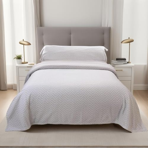 Juego de Sábanas Pirineo Termica - 3 Piezas para Cama 150 -Sábanas Polar para Invierno Cama Matrimonio -Bajera Ajustable 150x190/200+30cm, Encimera 230x270cm y una Funda Almohada 45x160cm -Rayas