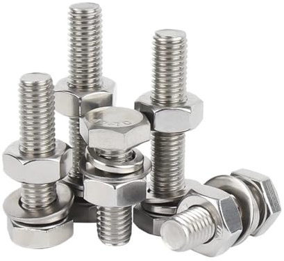 GUIPENG Ensemble de boulons hexagonaux 4 en 1 en Acier Inoxydable 304, vis, écrou, rondelle Plate, rondelle élastique, Joint, Combinaison M3, M4, M5, M6, M8, M10, M12, M14, M16(10mm,M6-(5Pcs))