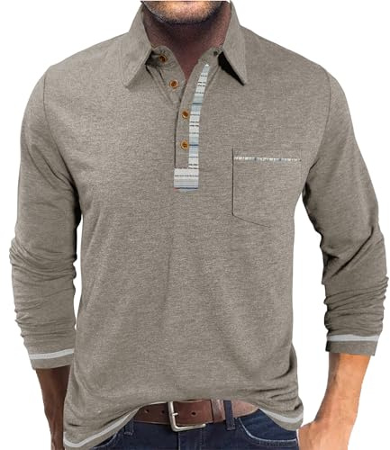 PRIVIMIX Poloshirt Herren Langarm Polo Shirt Pullover mit Kragen Polohemd Golf Rugby Langarmshirt für Männer M-3XL