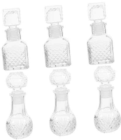 BATHVEVE 6 Bouteilles Doseuses Transparentes 50 Ml en Verre, Carafe à Vin pour Bar à Domicile et Fêtes, Aération Améliorée, Conservation Fraîcheur