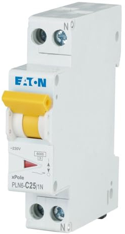 Eaton PLN6-C25/1N-DE Leitungsschutzschalter 25A 1P+N 1-polig+N C-Charakteristik LS-Schalter 1 TE eine Teilungseinheit breit (263284)