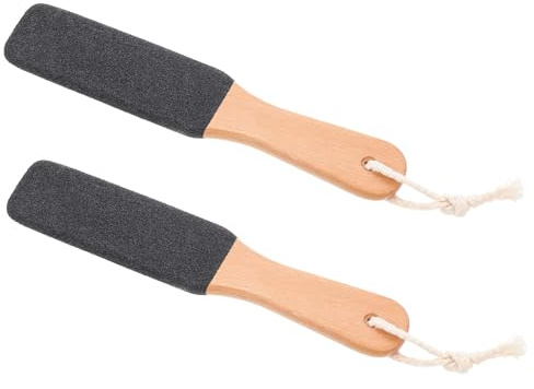 BAZEITFLOW 2 Stück Holzgriff Fußfeilen Doppelseitige Hornhautentferner für Trockene Rissige Haut Ergonomisch Langlebig zur Entfernung von Hornhaut und Abgestorbenen Hautzellen für