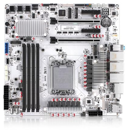 SJRC W680 NAS Motherboard Micro ATX 12 Bay, 10 GbE & Dual 2.5GbE RJ45 LAN, LGA 1700 mATX PC Mainboard 4 x DDR5, 3 x NVMe Server Board, PCIe5.0 x16, vPro, Barebone NO RAM NO SSD