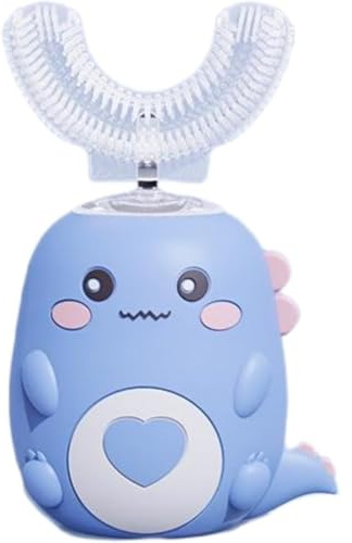 Lulabini DinoBrush 360° Ultraschall-Zahnbürste Kinder Zahnbürste Elektrisch mit IPX7/LED/5 Reinigungsmodi, Zähneputzen wird zum Spiel (Blau 2-6 Jahre)