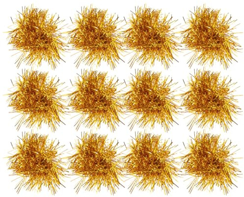 MAGICLULU 20 Pezzi Pompon da Ballo Dorati Manico in Plastica Pompon Portatili per Cheerleading Sportivo Accessori da Spirito di Squadra per Esibizioni e Eventi Sportivi