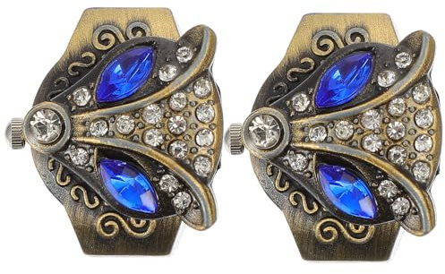 MAGICLULU 2 Stück pack Retro Fingeruhren mit Elastischem Ring Klappbarer Deckel Vintage Ringuhr für Damen und Herren Modische Analoge Fingerringuhr