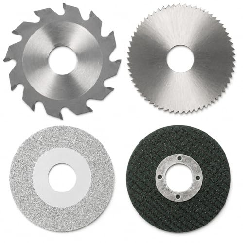 VOBOR Juego de 4 Hojas de Sierra de 63 mm y 60 mm, Hoja de Sierra de Aleación, HSS, Esmeril y Resina, Antiromas y Resistentes al Desgaste, para Cortar Madera, Metal, Plástico, PCB y Más
