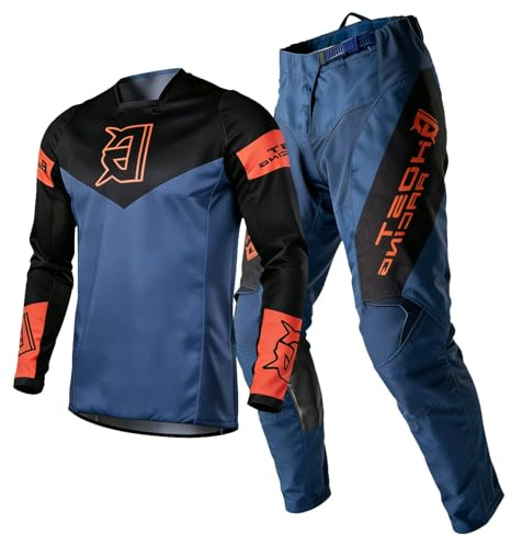 SHUOJIA Motocross Jersey Pant Combo MX Gear Set Mens Women Dirt Bike Gear Set Suit Enduro Ride Racewear Offroad Adult Riding (Blue,S)