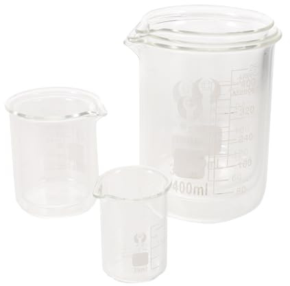 JEWEDECO 6 Piezas Vaso Medidor de Laboratorio de Vidrio Resistencia a Alta Temperatura y Mediciones Precisas, Capacidad 25ml a 400ml para Experimentos Científicos y Clases de Ciencia