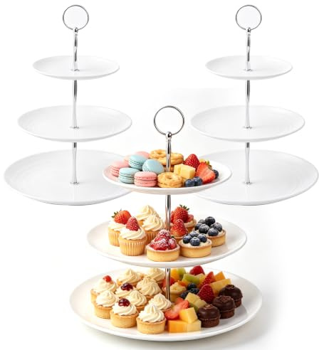 Haoppmof Alzata per cupcake, 3 ripiani, 33 cm, colore bianco