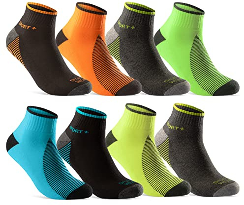 sockenkauf24 8 oder 12 Paar Sportsocken Herren Damen Sneaker Socken NEON verstärkte Frotteesohle