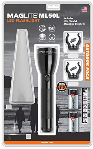 MAGLITE ML50L LED 2C Torch Black Outdoor Pack with Rod Attachment White