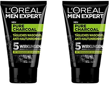 L'Oréal Men Expert, Pure Charcoal tvättgel, mot oren mäns hud (finnar, pormaskar, fet och fet hud) (2 x 100 ml)