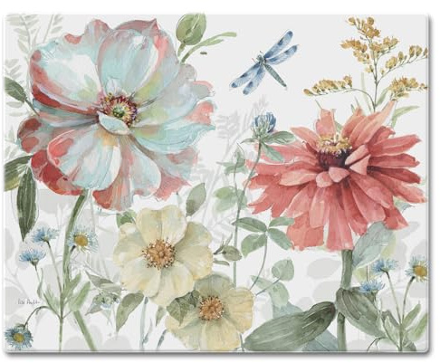 CounterArt Spring Meadow 3mm Tempered Glass Cutting Board 15 x 12