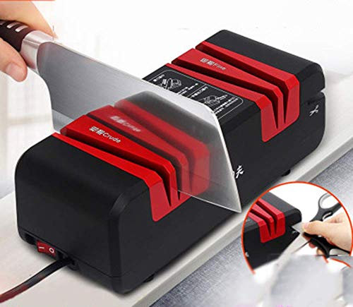 XINGYU Affilacoltelli e Forbici 4 in 1, Affilacoltelli Multifunzione Elettrico per Uso Domestico, Cucina Completamente Automatica Affilacoltelli a 4 Fasi per coltelli Dritti e seghett