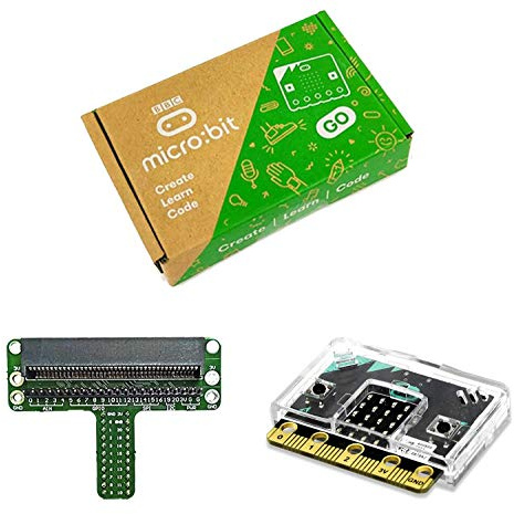SB Components BBC Micro:bit v2 Go Pocket-sized Codeable Computer Kit with Micro:bit v2, Breadboard Adapter and Clear Case