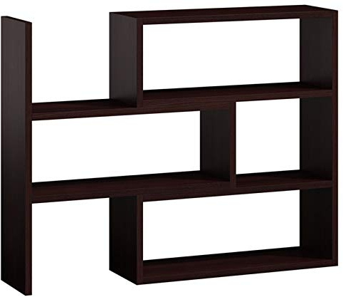 MATKAM IREK Stehregal aus Holz, regulierbare Breite, B/H/T 80-145 x 110 x 28 cm, Holzstärke 18 mm, perfekt als Eckregal oder Raumtrenner, Verschiedene Ausführungen, max. Belastung 30 kg (Wenge)